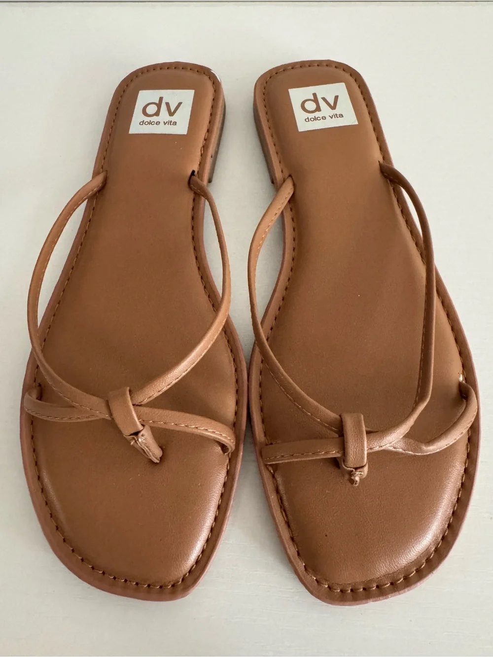 DV by Dolce Vita Tan Leather Knot Thong Sandals